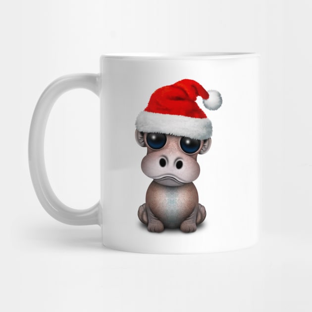 Baby Hippo Wearing a Santa Hat by jeffbartels